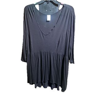 TERRA & SKY 3X Black Babydoll Tunic Dress